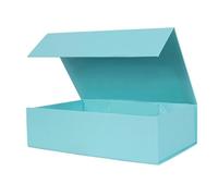 Aimyoo - Caja de regalo azul plegable con cierre magnético y tapa 26,7 x 17,8 x 7,6 cm, caja rectangular mediana para regalos, propuestas de boda, graduaciones o cumpleaños, 1 unidad