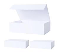 Aimyoo - Caja de regalo blanca plegable con cierre magnético y tapa 26,7 x 17,8 x 7,6 cm, caja rectangular para regalos, propuestas de boda o almacenamiento, 3 unidades