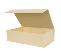 Aimyoo - Caja de regalo marrón a rayas plegable con cierre magnético y tapa 26,7 x 17,8 x 7,6 cm, caja rectangular mediana para regalos, propuestas de boda, graduaciones o cumpleaños, 1 unidad