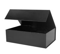 Aimyoo Caja de regalo negra, 13.8 x 9 x 4.3 pulgadas, caja de regalo con tapas, cierre magnético, rectangular, plegable, para padrino de boda, embalaje de regalo de cumpleaños, 1 paquete