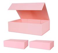 Aimyoo - Caja de regalo rosa plegable con cierre magnético y tapa 26,7 x 17,8 x 7,6 cm, caja rectangular para regalos, propuestas de boda o almacenamiento, 3 unidades
