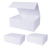 Aimyoo - Cajas de regalo blancas plegables con cierre magnético y tapa 35 x 23 x 11 cm, cajas rectangulares grandes para regalos, propuestas de boda, graduaciones o almacenamiento, 3 unidades