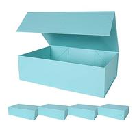 Aimyoo Cajas de regalo magnéticas azules con tapas de 13.8 x 9 x 4.3 pulgadas, caja grande de propuesta de padrino de boda, caja plegable rectangular para regalo, graduación, cumpleaños, paquete de 5