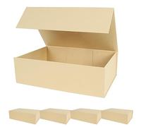 Aimyoo, Cajas de regalo magnéticas de rayas marrones con tapa, 35 x 23 x 11 cm, caja grande rectangular plegable para regalos, juego de 5