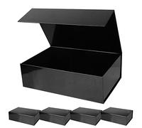 Aimyoo Cajas de regalo magnéticas negras con tapa 35 x 23 x 11 cm, cajas rectangulares grandes plegables para regalos, propuestas de boda, graduaciones o cumpleaños, 5 unidades