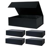 Aimyoo - Cajas de regalo magnéticas negro galaxia con tapa 26,7 x 17,8 x 7,6 cm, cajas rectangulares medianas plegables para regalos, propuestas de boda, graduaciones o cumpleaños, 5 unidades