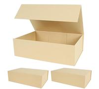 Aimyoo - Cajas de regalo marrón a rayas plegables con cierre magnético y tapa 35 x 23 x 11 cm, cajas rectangulares grandes para regalos, propuestas de boda, graduaciones o almacenamiento, 3 unidades