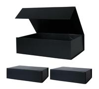 Aimyoo - Cajas de regalo negro galaxia plegables, cierre magnético y tapa 26,7 x 17,8 x 7,6 cm, caja rectangular mediana para regalos, propuestas de boda, graduaciones o almacenamiento, 3 unidades