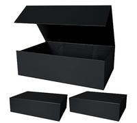 Aimyoo Galaxy Black - Caja de regalo plegable con tapas de cierre magnético de 13.8 x 9 x 4.3 pulgadas, caja de propuesta de padrinos de boda, caja rectangular grande para almacenamiento de regalos de