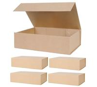 Aimyoo, Juego de 5 cajas de regalo magnéticas marrones con tapa, 27 x 18 x 7,5 cm, tamaño mediano, rectangulares plegables