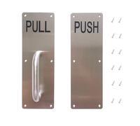 Aimyoo manija de la puerta de acero sin mancha Tirador y placa de empuje manija de la puerta comercial con tornillos 11.8"" x 3.2""