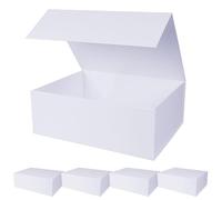 Aimyoo Paquete de 5 cajas de regalo magnéticas blancas con tapas de 13.8 x 9 x 4.3 pulgadas, caja grande de propuesta de dama de honor, padrino de boda, caja plegable rectangular para regalo,