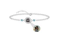 Aina Lighting Pulseras Personalizadas con Foto para Mujer Pulsera proyector Personalizada con Piedra de Nacimiento Círculo Pulsera de proyección de Imagen para Aniversario Navidad Cumpleaños