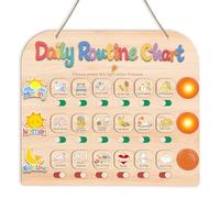 AINBIN Tabla de rutina diaria para niños pequeños, 3 en 1 por la mañana por la tarde, lista de verificación para acostarse, lista de tareas con 3 luces de grifo y 18 tableros de tareas, calendario