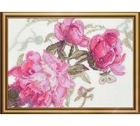 Aine - Peonies. Whisper A1010, kits de punto de cruz de 7 x 6 pulgadas, kits de punto de cruz para principiantes y avanzados, kits de punto de cruz para adultos, kit de punto de cruz de flores