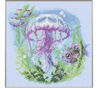 Aine - Pequeña Medusa A1039, kit de punto de cruz para animales de 15 x 15 cm, kit de punto de cruz para principiantes y expertos, kit DIY idea regalo para adultos, kit bordado naturaleza a punto de