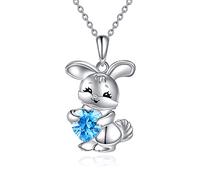 AINFQY Delfin/gato/unicornio/pingüino/murciélago/oso/abeja/perro/conejo, cadena de corazón con circonita, collar de plata de ley 925, colgante de animal, regalo para mujer y hombre, Plata esterlina