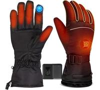 Ainid Guantes calefactados, guantes eléctricos recargables para hombres y mujeres con 3 niveles de calor y duran 8 horas, guantes impermeables para pantalla táctil de invierno para deportes al aire