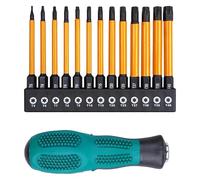 ainih Juego de 14 puntas Torx de impacto de 75/100/150 mm con mango de destornillador T5-T40, puntas de destornillador con forma a prueba de manipulaciones.