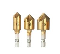 ainih Juego de brocas avellanadoras titanio alta velocidad for biselar agujeros 1/4" con forma hexagonal, broca avellanada for madera y metal, herramienta for desbarbar