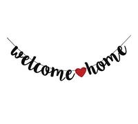 AINIUNIU Guirnalda de Bienvenida, Banners de Bienvenida a Casa, para la Decoración de la Casa de la Familia, Bienvenida al Bebé Bienvenido a Casa para Amigo, Salud del Bebé Relacionado (Negro)