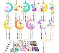 Ainiv 12 Piezas Kit Manualidades Hadas, Kit Manualidades Campanillas de Viento Madera, Artesanías en Madera Diseñen Pintura, Regalo Creativas de Cumpleaños
