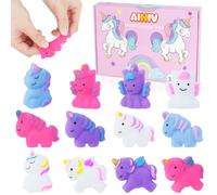 Ainiv 12 unidades Unicornio Squishies Kawaii Soft Silicona Juguete Anti, Kawaii Animal Squishies Bolsas de Fiesta Relleno Alivio del Estrés Juguetes para Niños Adultos Navidad Regalo de Cumpleaños