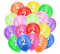 Ainiv 18PCS Globos de 2º CumpleañOs, 12 Pulgadas Globos de Fiesta de LáTex Impresos, 2º Aniversario NúMeros Globos Decoraciones para NiñAs Y NiñOs Fiesta de CumpleañOs de 2 AñOs