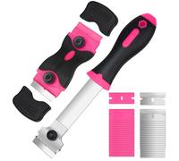 Ainiv 2 Raspadores de Cristal con Mango Largo, Incluyendo 20 Cuchillas de Repuesto, Rascador Multiusos de Limpieza para Raspar Etiquetas, Pegatinas, Calafateo, Pintura de Vidrio (Rosa)