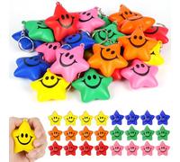 Ainiv 24PCS Color Estrella Pelotas Antiestrés Llavero, Divertida Bola Colgante aliviar el estrés con expresión Facial, Pelota Antiestres Adultos Mano, Artículos Decorativos, Mochilas DIY