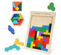 Ainiv 3 En 1 Tangram Infantil, Puzzle Montessori de Madera, Tangram Rompecabezas Madera, Rompecabezas de Bloques de Construcción, Juegos Infantiles de Aprendizaje Creativo, Juguete de Entrenamiento