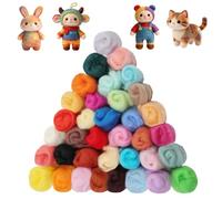 Ainiv 36 Paquete Lana Fieltro Lana, 36 Colores, 3 Gramos/Paquete, Fieltro Aguja y Húmedo, para Diseños con Temática de Animales, Jardines y Castillos, para Principiantes, Manualidades Creativas, DIY