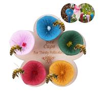 Ainiv 5 Vasos Bee Insects Trinkbecher, Vasos para Beber Insectos de Abejas, Coloridos Comedero de Abejas para Polinizadores Sedientos para Decoración de Jardín con Placa de Fijación de Madera (A)
