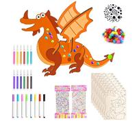 Ainiv 8 Piezas 3D Dinosaurios Manualidad Madera, con Colores Acuarela Artesanías en Madera Diseñen Pintura, Regalo Creativas de Cumpleaños