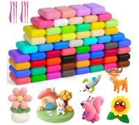 Ainiv Arcilla Polimerica Secado al Aire, 60 Colores Arcilla PoliméRica con 6 Herramientas para Esculpir, Foamy Moldeable Air Dry Clay, Plastilina Regalo para NiñOs y NiñAs de 3 a 12 AñOs