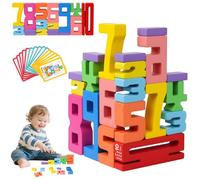 Ainiv Bloques Numéricos para Niños, Numeros Blocks de Madera del 1 al 10 | Juguetes Bloques Inspirados en Montessori, Juegos de Matemáticas para Preescolar (20 Blocks, 15 Tarjetas)