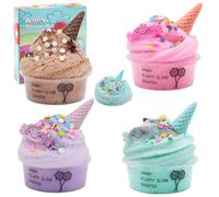 Ainiv Cloud Slime Kit, 4pcs Slime para Niñas, Fluffy Slime para Niños, Slime Fluffy Súper Suave y No Pegajoso, Fabrica de Slime Juguete de Masilla para Aliviar El Estrés para Niñas y Niños