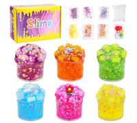 Ainiv Fruta Slime Kit - 6pcs Fluffy para Niñas, Cristal Crujiente para Niños, Súper Suave y No Pegajoso - Fabrica de Juguete de Masilla para Aliviar El Estrés