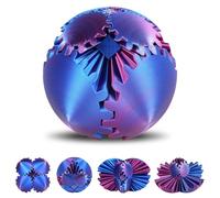 Ainiv Gear Ball Fidget Ball Toy, 3D Juguete antiestrés Fidget con Bola Engranaje, Esfera Giratoria para Aliviar Estrés, Juguete de Escritorio Divertido para Niños y Adultos (Rojo y Azul - 8 cm)