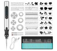 Ainiv Grabado Pluma Herramientas Eléctrico, Recargable Inalámbrico Engraving Pen por USB, DIY Micro Grabador con 30 Herramientas de Tallado Rotativas para Tallar Vidrio, Madera, Metal, Piedra (Plata)