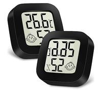 Ainiv Higrometro Digital Termometro, 2 Piezas Mini Termómetro Interior del Higrómetro, Pantalla LED con Logo de Confort para Termometro Ambiental para Hogar Oficina Dormitorio Jardín (Negra)