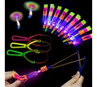 Ainiv LED Juguete tirachinas, 12 Piezas Helicóptero Vuelo Juguete, Elastic Powered Sling Shot Heli, Helicóptero Noche Volando Juguete, iños y Adultos, para Actividades y Juegos al Aire Libre