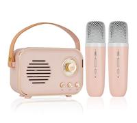 Ainiv Microfono Karaoke con 2 Microfono Inalambrico, Karaoke Microfono Niña, Microfono Niños, Microfono Inalambrico Karaoke, Luz LED y Cambiador de Voz, Microfono Karaoke Juguetes de Regalo para Niños