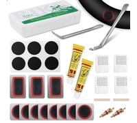 Ainiv Parches Bicicleta Autoadhesivo, 30 Piezas Kit Pinchazos Bici, Parches de Reparación Bicicletas, con Parche Vulcanizado y Autoadhesivo, Superpegamento, Metal Herramienta de Escofina