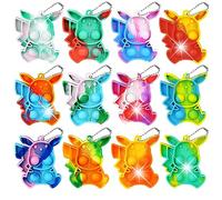 Ainiv Pop Fidget It Toy, 12Pcs Fidget Juguete Llavero, Lindos Push Pop Bubble Fidget Juguetes Sensoriales, Mini Bubble Toy Silicona para TDAH, Alivio del Estrés Autismo para Niños Adultos