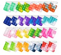 Ainiv Pop Fidget It Toy, 32Pcs Fidget Juguete Llavero, Colorido Push Pop Bubble Fidget Juguetes Sensoriales, Mini Bubble Toy Silicona para TDAH, Alivio del Estrés Autismo, para Niños Adultos