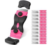 Ainiv Rasqueta Vitroceramica, Rascador para Vitrocerámica, Incluye 20 Cuchillas de Repuesto, Raspadores de Cristal con Mango Largo para Rascar Etiquetas, Adhesivos, Sellos O Pintura en Vidrio(Rosa)