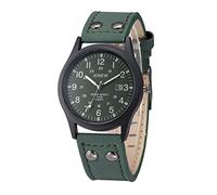 Ainiyo Ejército de cuarzo para hombre correa de fecha clásico deportivo impermeable reloj vintage para hombre reloj inteligente niños relojes de madera negro hombres un regalo para mi padre, verde,