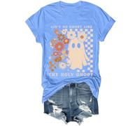 Ain't No Ghost Like The Holy Ghost - Camisa cristiana para Halloween, diseño floral de fantasmas santos, unisex, Azul (carolina blue), XXL