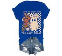 Ain't No Ghost Like The Holy Ghost - Camisa cristiana para Halloween, diseño floral de fantasmas santos, unisex, azul real, S